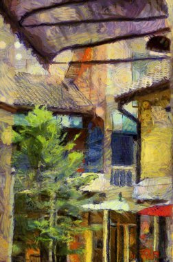 Tayland İllüstrasyonlarında İtalyan Mimarisi empresyonist bir resim tarzı yaratıyor.