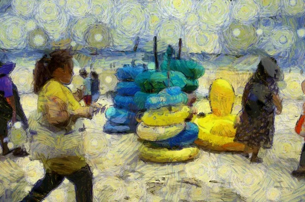 Beach Illustrations creates an impressionist style of painting.