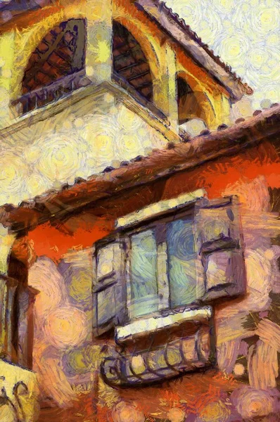 Arquitectura Italiana Tailandia Ilustraciones Crea Estilo Impresionista Pintura — Foto de Stock