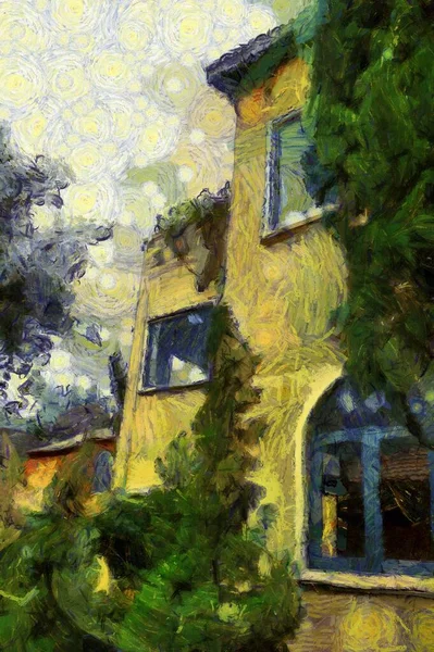 Tayland İllüstrasyonlarında İtalyan Mimarisi empresyonist bir resim tarzı yaratıyor.