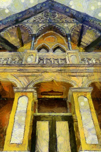 Renkli resimlerdeki gotik mimari, empresyonist bir resim tarzı yaratır..