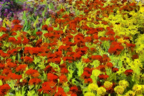 Flower Illustrations Creates Impressionist Style Painting — Stock Photo, Image