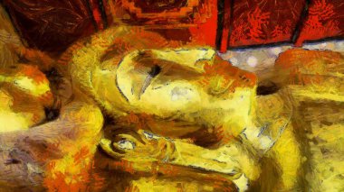 Yaslanan Buda Çizimleri, empresyonist bir resim tarzı yaratıyor.