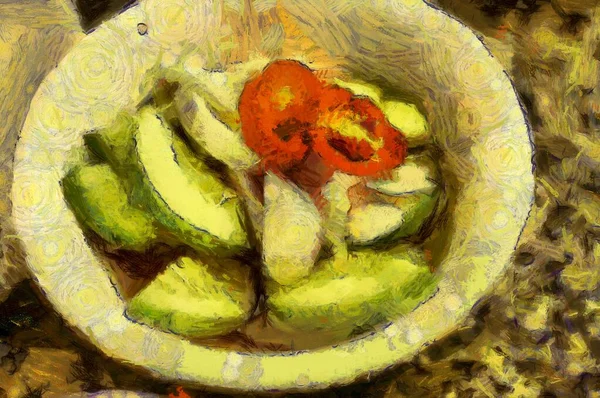 Pickles Una Taza Ilustraciones Crea Estilo Impresionista Pintura — Foto de Stock