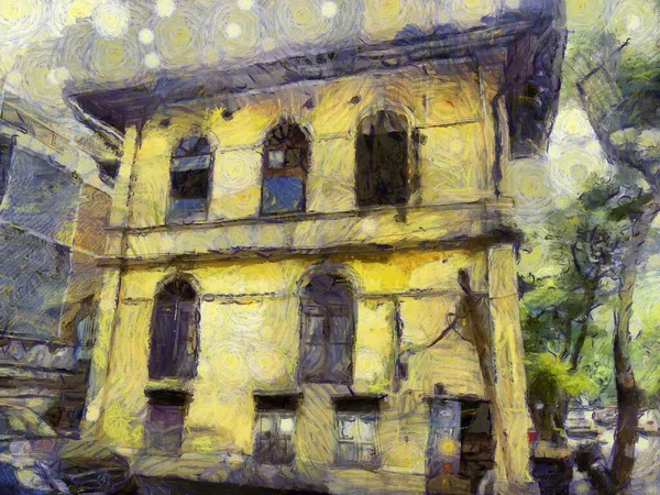 Bangkok Illustrations 'daki Avrupa mimarisindeki antik binalar empresyonist bir resim tarzı yaratıyor.