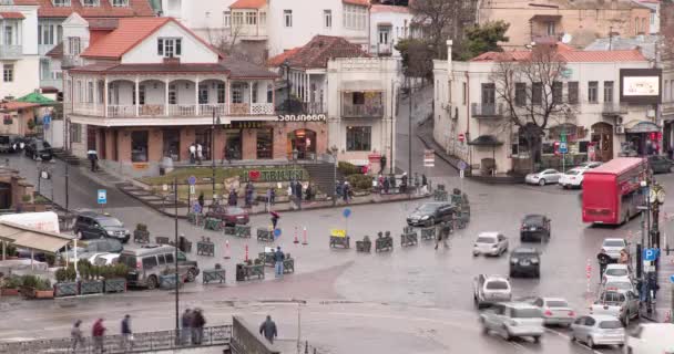 Zeitraffer Der Straßen Der Stadt Tiflis Tag — Stockvideo