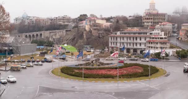 Lapso Tempo Estradas Urbanas Tbilisi Dia Cidade Velha Estrada Circular — Vídeo de Stock