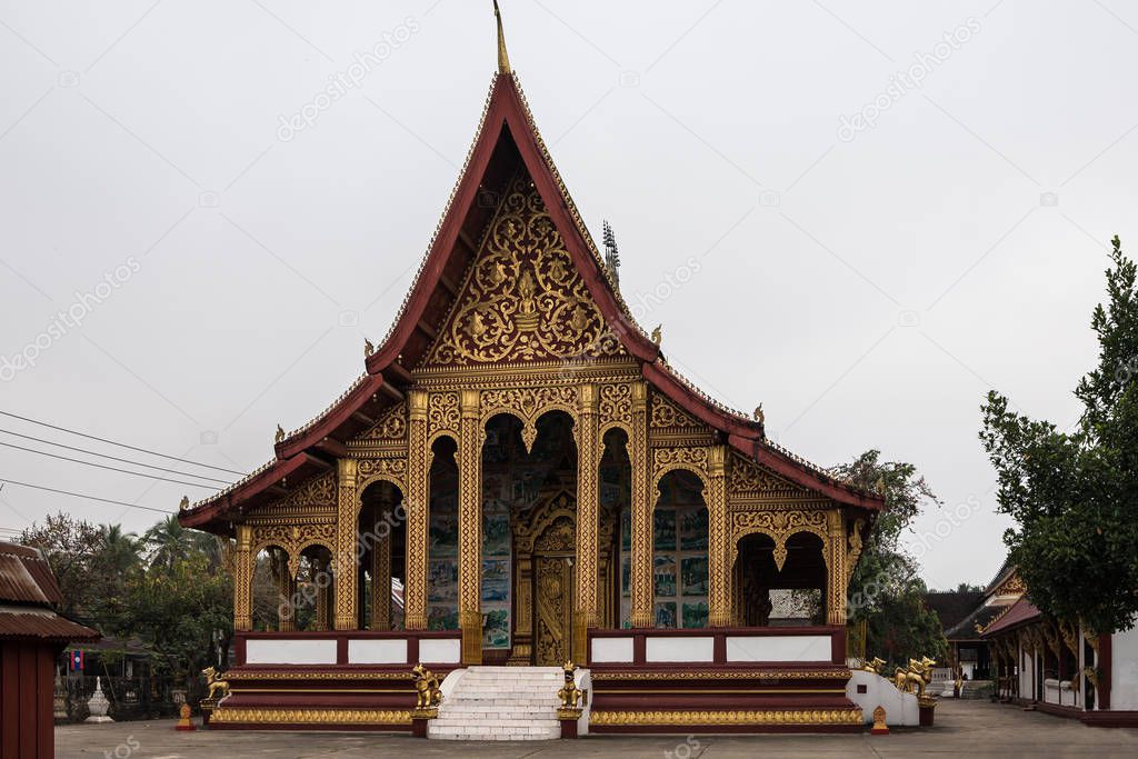 Wat Manorom - an ancient Buddhist temple in Luang Prabang Laos, Asia