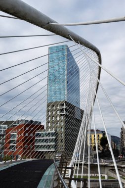Zubizuri köprü Nervion Nehri Bilbao, İspanya