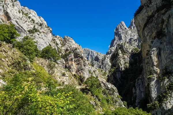 De Cares trail, garganta del cares, in de Picos de Europa bergen, Spanje — Stockfoto