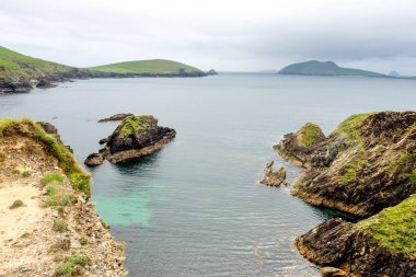 Güzel manzaraya Slea kafa sürücü Dingle Yarımadası, Kerry, İrlanda