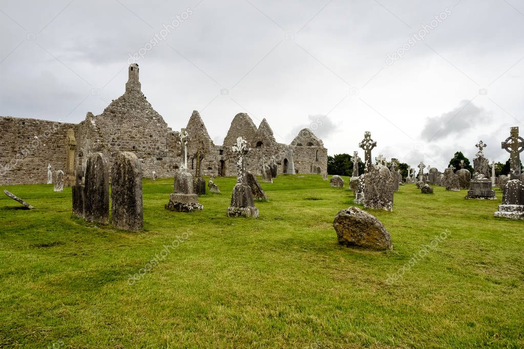 The ancient monastic city of Clonmacnoise in Ireland