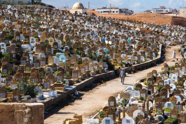 Overview over the crowded muslim cemetery in Rabat, Morocco clipart
