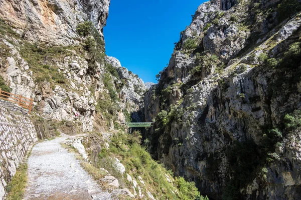 De Cares trail, garganta del cares, in de Picos de Europa bergen, Spanje — Stockfoto