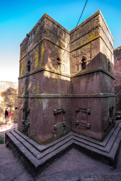 Lalibela, Etiopía. Famosa iglesia de San Jorge tallada en roca - Bete Giyorgis — Foto de Stock