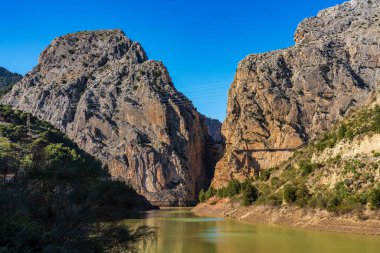 Endülüs ünlü Caminito del Rey yolu boyunca El Chorro geçit, İspanya
