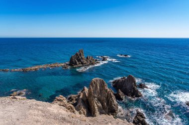 Cabo de Gata Nijar Park Kayalık Kıyısı, Almeria, İspanya