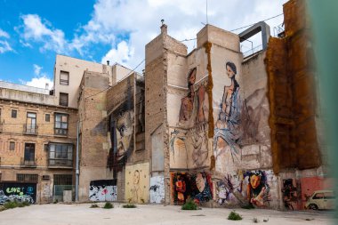 Cartagena ana cadde binaları, Murcia, İspanya