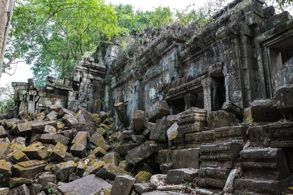 Ruins of ancient Beng Mealea Temple over jungle, Cambodia.