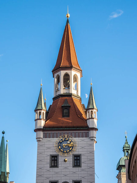 The Old Town Hall located on the Central square of Munich, Germany.