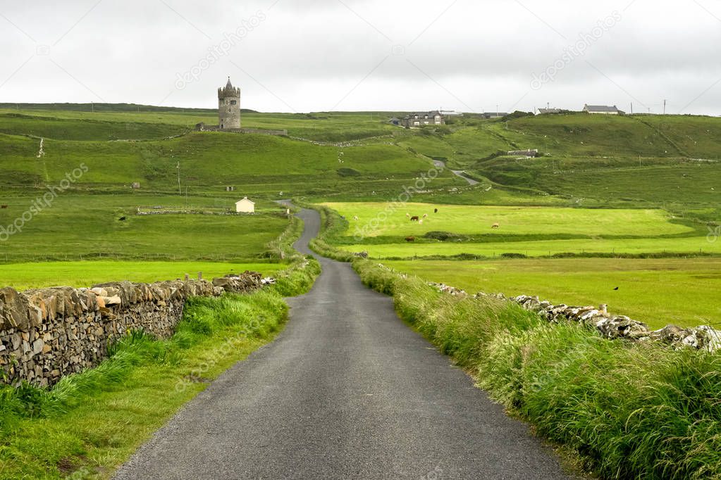 Doonagore castle near Doolin in Ireland, Europe