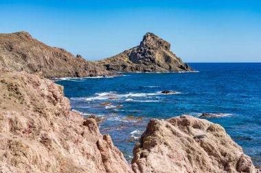 Cabo de Gata Nijar Park Kayalık Kıyısı, Almeria, İspanya
