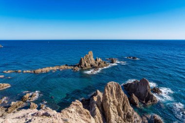 Cabo de Gata Nijar Park Kayalık Kıyısı, Almeria, İspanya