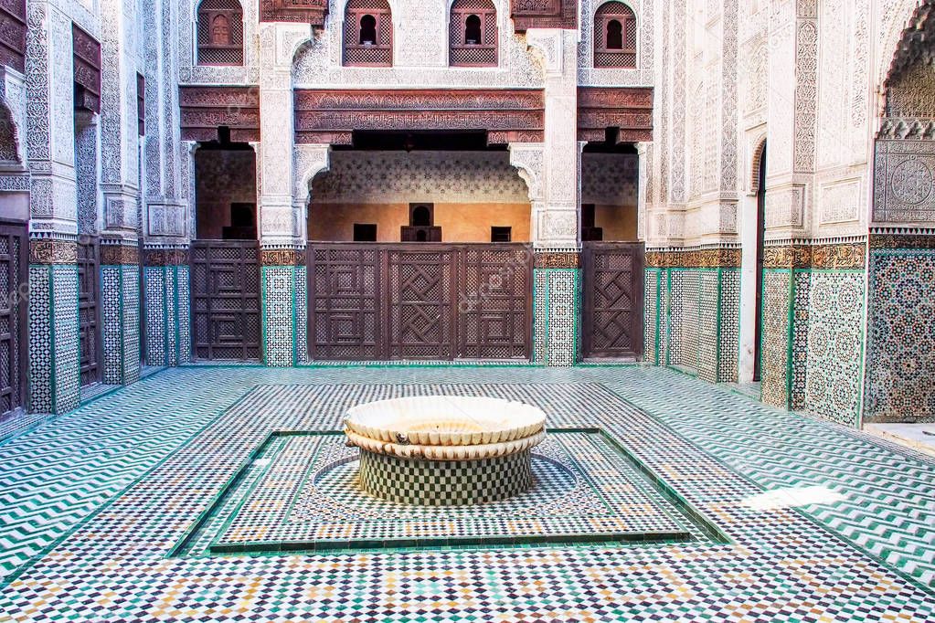 Mausoleum of Moulay Ismail interior in Meknes in Morocco.