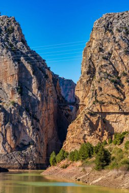 Endülüs ünlü Caminito del Rey yolu boyunca El Chorro geçit, İspanya