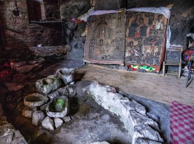 Manastır Neakuto Leab Lalibela Etiyopya'da yakınındaki