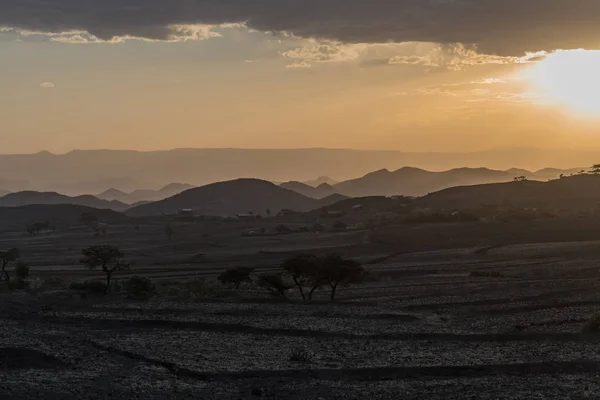 Sonnenuntergang im Hochland von Lalibela, Äthiopien — Stockfoto