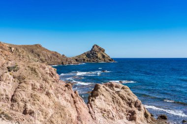 Cabo de Gata Nijar Park Kayalık Kıyısı, Almeria, İspanya