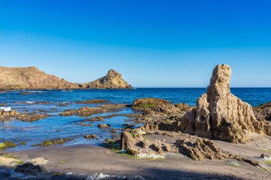 Cabo de Gata Nijar Park Kayalık Kıyısı, Almeria, İspanya