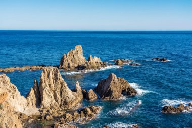 Cabo de Gata Nijar Park Kayalık Kıyısı, Almeria, İspanya