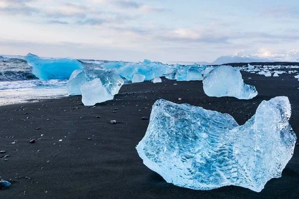 冰山海滩钻石海滩 Joekulsarlon 在冰岛, 欧洲 — 图库照片
