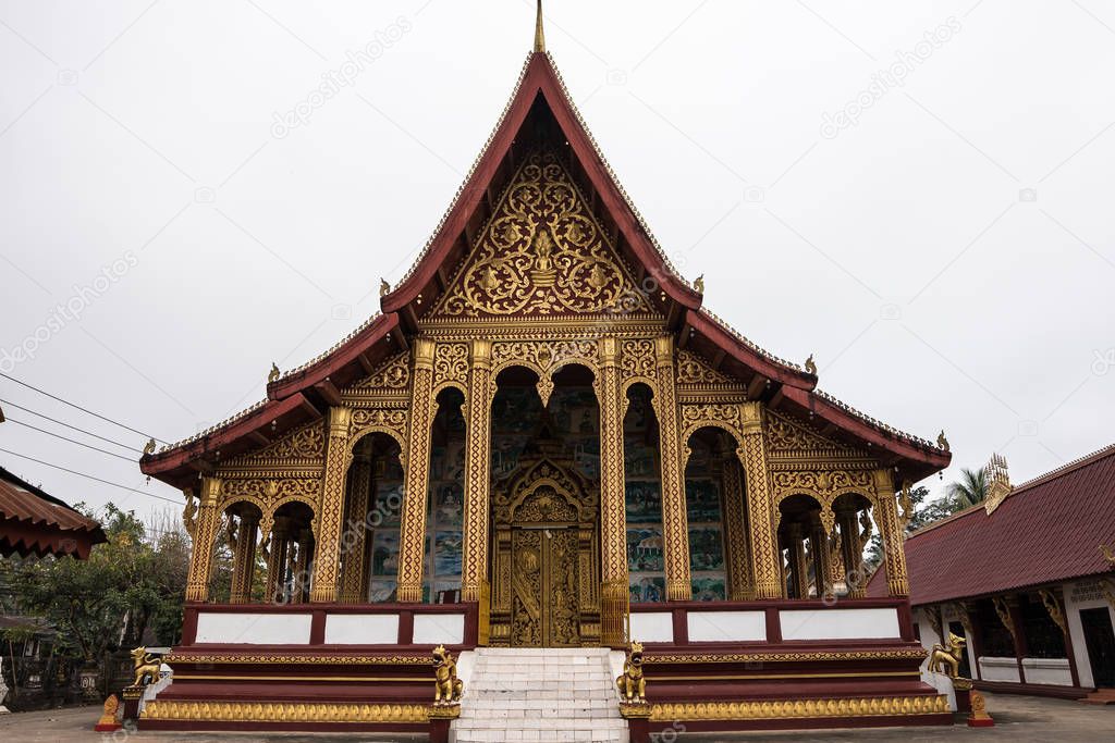 Wat Manorom - an ancient Buddhist temple in Luang Prabang Laos