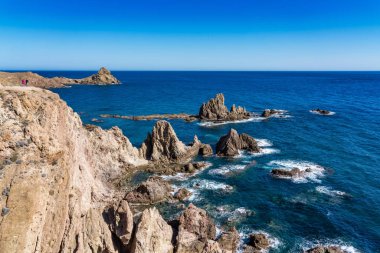 Cabo de Gata Nijar Park Kayalık Kıyısı, Almeria, İspanya