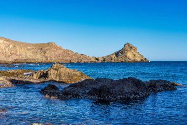 Cabo de Gata Nijar Park Kayalık Kıyısı, Almeria, İspanya