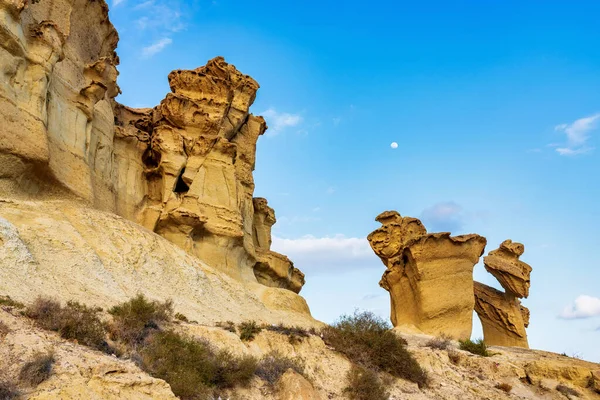 Uitzicht op de erosies van Bolnuevo, Las Gredas, Mazarron. Murcia, Spanje — Stockfoto
