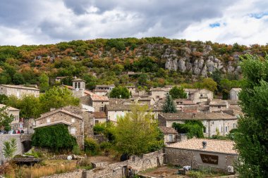 Ardeche 'deki Ortaçağ Vogue Köyü, Rhone-Alpes, Fransa
