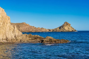 Cabo de Gata Nijar Park Kayalık Kıyısı, Almeria, İspanya