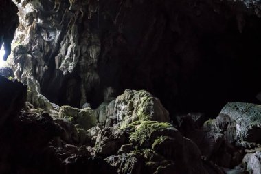 Inside the Pukham or Poukham cave in Vang Vieng, Laos clipart