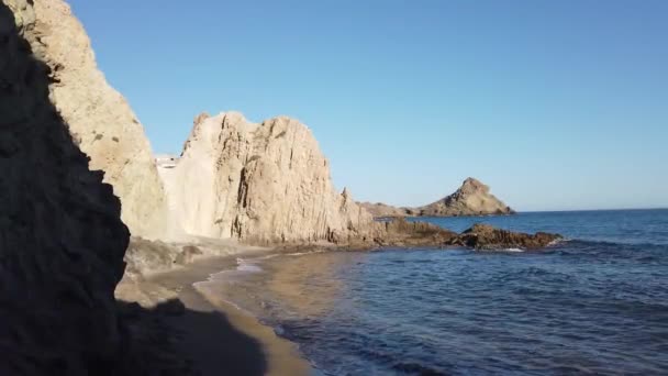 Costa Rochosa Parque Cabo Gata Nijar Almeria Espanha Andaluzia Maior — Vídeo de Stock