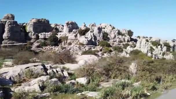 Torcal Antequera Provinsen Malaga Spanien Stenarna Unika Form Beror Erosion — Stockvideo