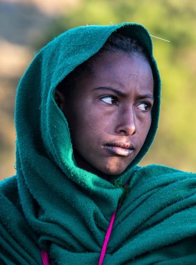 Simien Dağları, Etiyopya - Şubat 07, 2020: Etiyopya 'daki Simien Dağları Ulusal Parkı' ndaki Etiyopya halkı. Afrika.