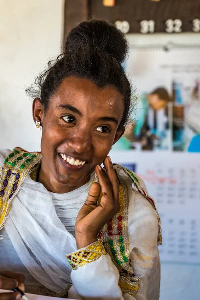 Gondar Etiópia Fevereiro 2020 Povo Etíope Igreja Debre Berhan Selassie — Fotografia de Stock