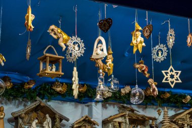 Münih 'te güzel bir Noel pazarı - Bavyera - Almanya, Avrupa