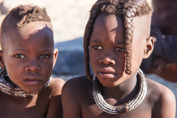 Opuwo Namibia Jul 2019 Young Unidentified Himba Infants Himba Tribe — Stock Photo, Image