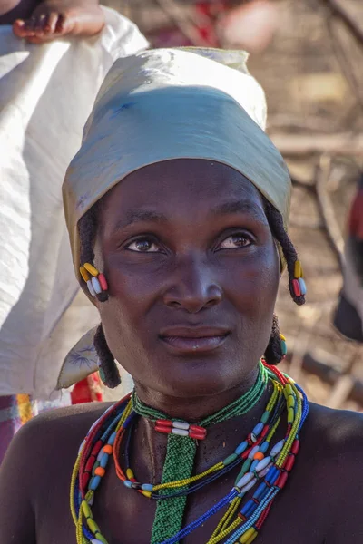 Opuwo Namibia Jul 2019 Unidentified Himba Woman Typical Necklace Hairstyle — Stock Photo, Image