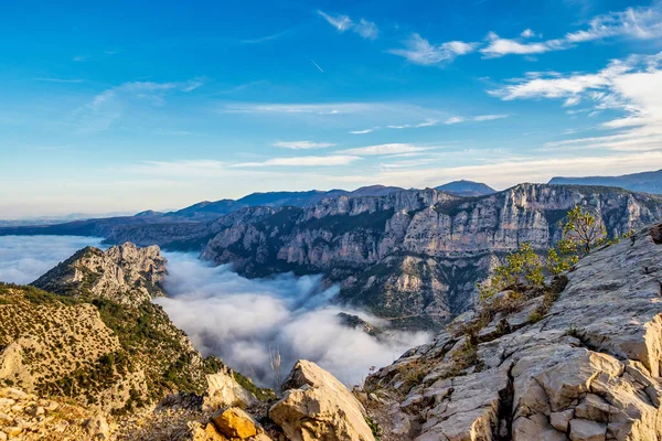 Niebla Mañana Que Cuelga Sobre Garganta Del Verdon Gorges Verdon — Foto de Stock